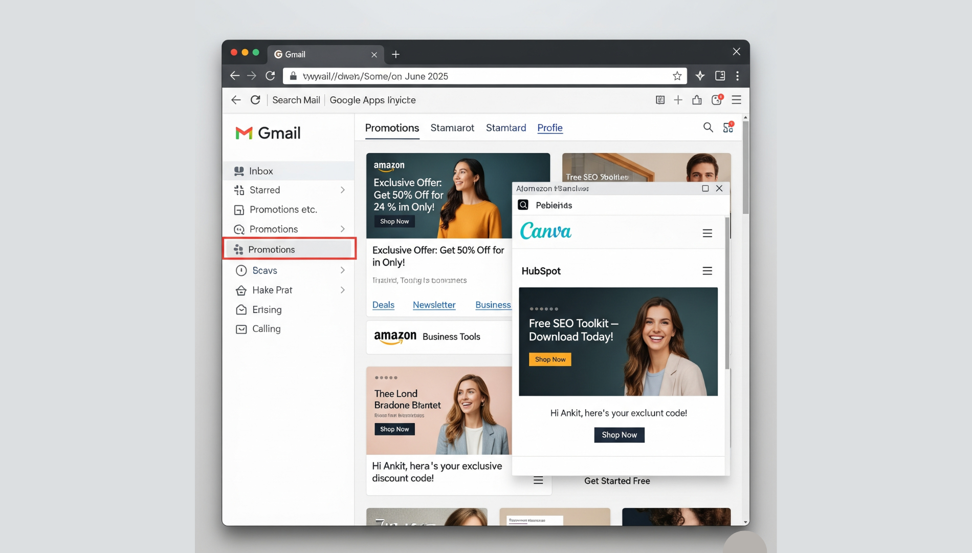 Mobile phone screen showing Gmail shopping ad with product recommendation and 'Shop Now' button