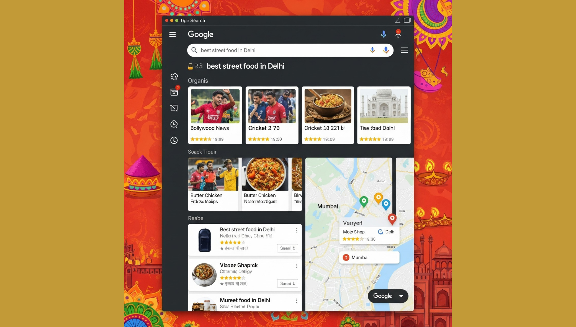 Serving plate of butter chicken and naan from a famous Delhi food truck